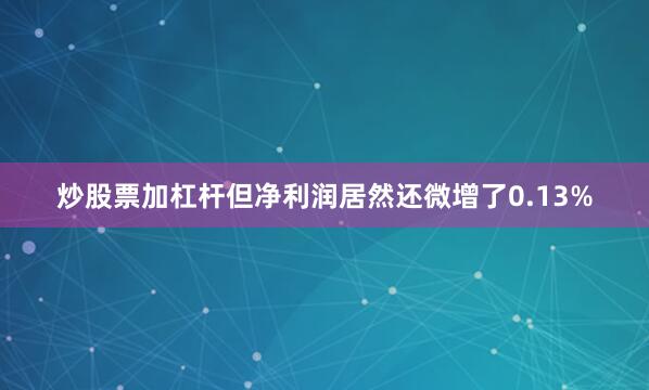炒股票加杠杆但净利润居然还微增了0.13%