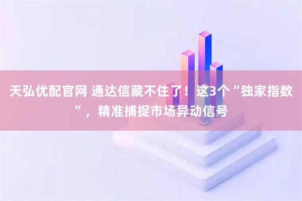 天弘优配官网 通达信藏不住了！这3个“独家指数”，精准捕捉市场异动信号